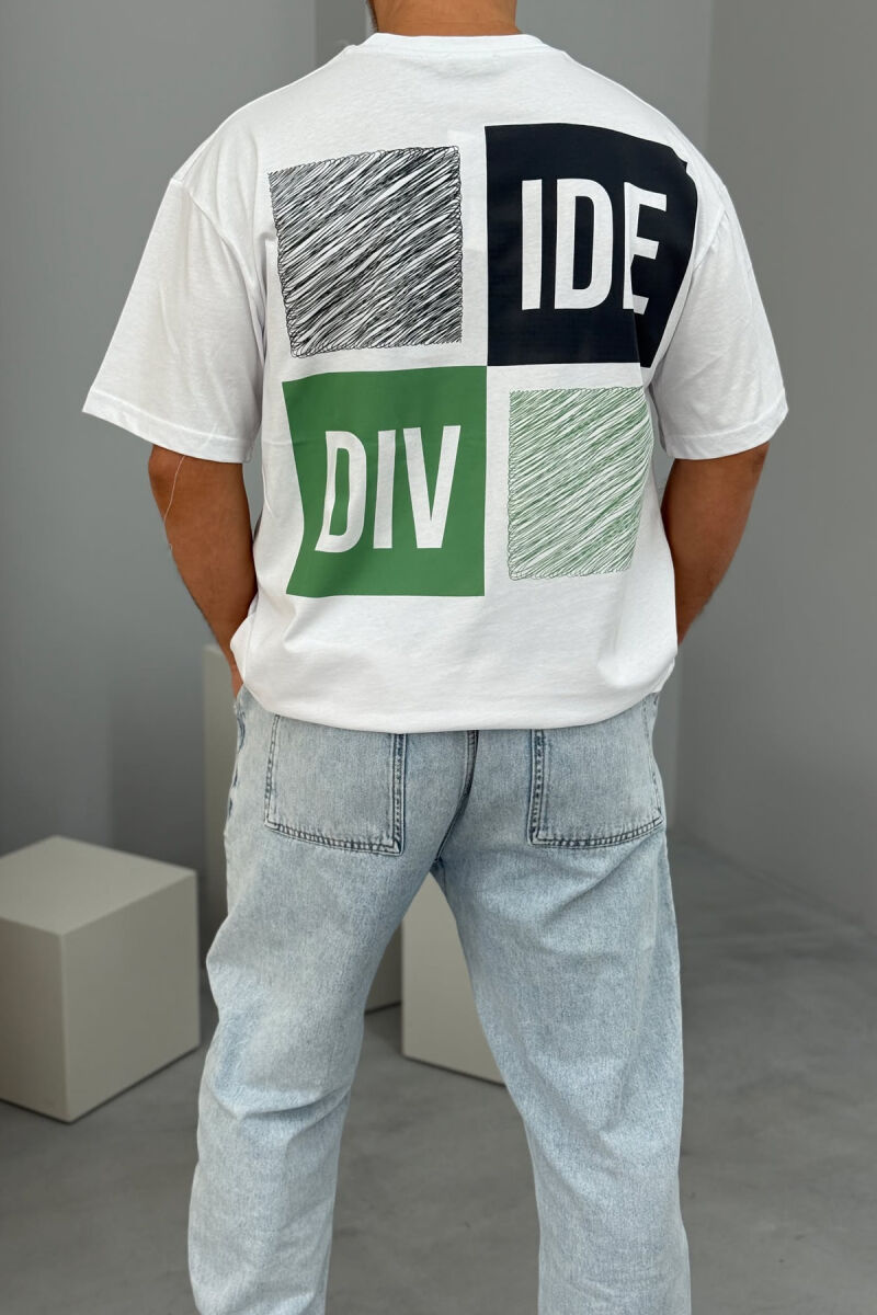 T-SHIRT I THJESHTË ME SHKRIME PËR MESHKUJ NË NGJYRËN E BARDHË - 3