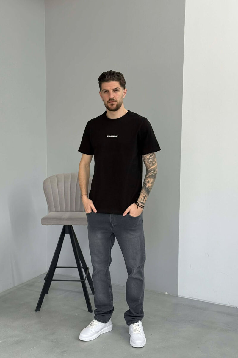 T-SHIRT I THJESHTË ME SHKRIME PËR MESHKUJ NË NGJYRËN E ZEZE - 3