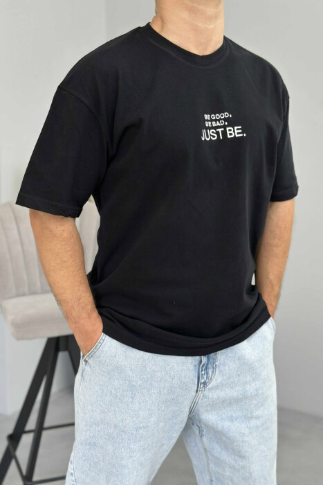 T-SHIRT I THJESHTË ME SHKRIME PËR MESHKUJ NË NGJYRËN E ZEZË - 3