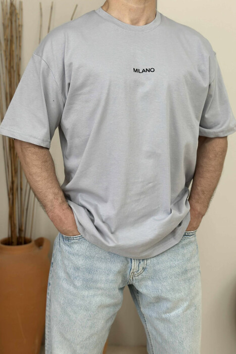 T-SHIRT I THJESHTË ME SHKRIME PËR MESHKUJ NË NGJYRËN GRI - 3