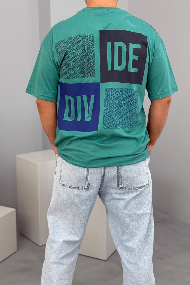 T-SHIRT I THJESHTË ME SHKRIME PËR MESHKUJ NË NGJYRËN JESHILE - 3