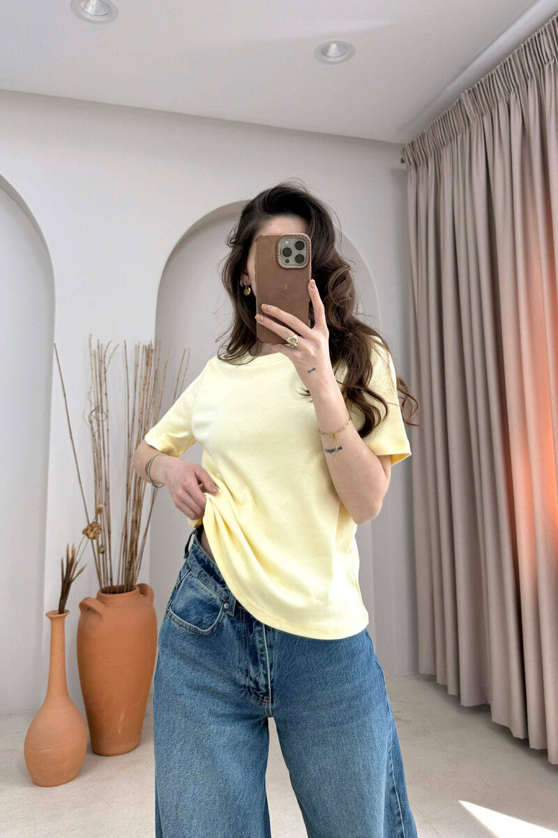 T-SHIRT I THJESHTE NJE NGJYRESH PER FEMRA NE NGJYRE LIMON - 2