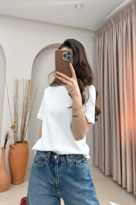 T-SHIRT I THJESHTE NJE NGJYRESH PER FEMRA NE NGJYRE TE BARDHE - 3