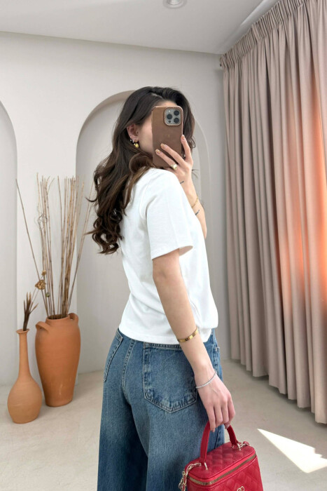 T-SHIRT I THJESHTE NJE NGJYRESH PER FEMRA NE NGJYRE TE BARDHE - 4