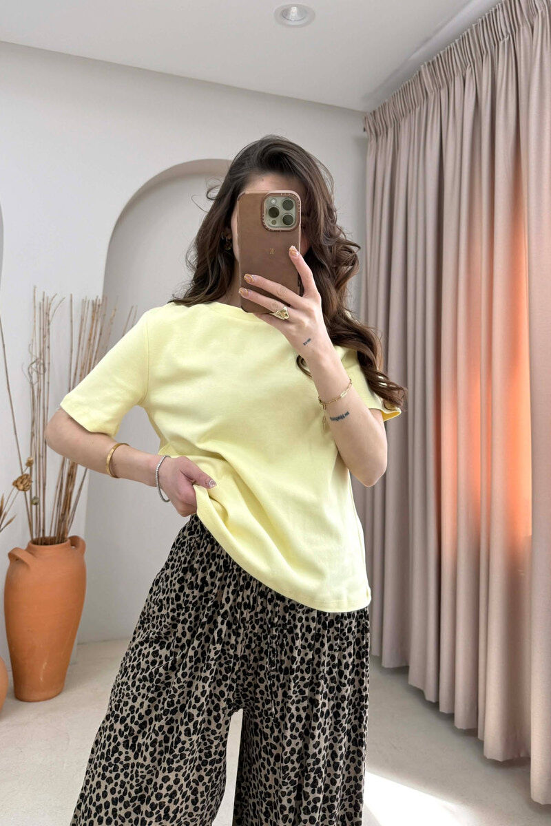 T-SHIRT I THJESHTE NJE NGJYRESH PER FEMRA NE NGJYRE TE VERDHE - 4