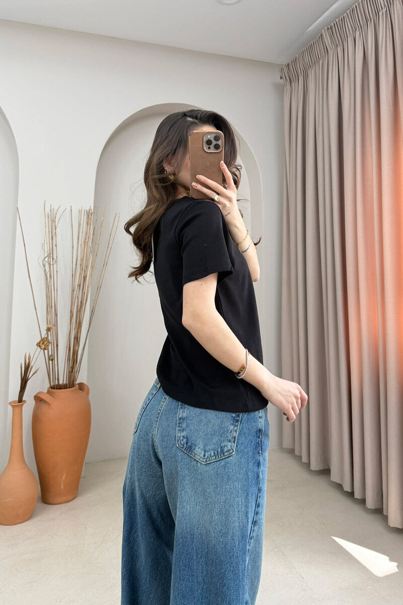 T-SHIRT I THJESHTE NJE NGJYRESH PER FEMRA NE NGJYRE TE ZEZE - 4