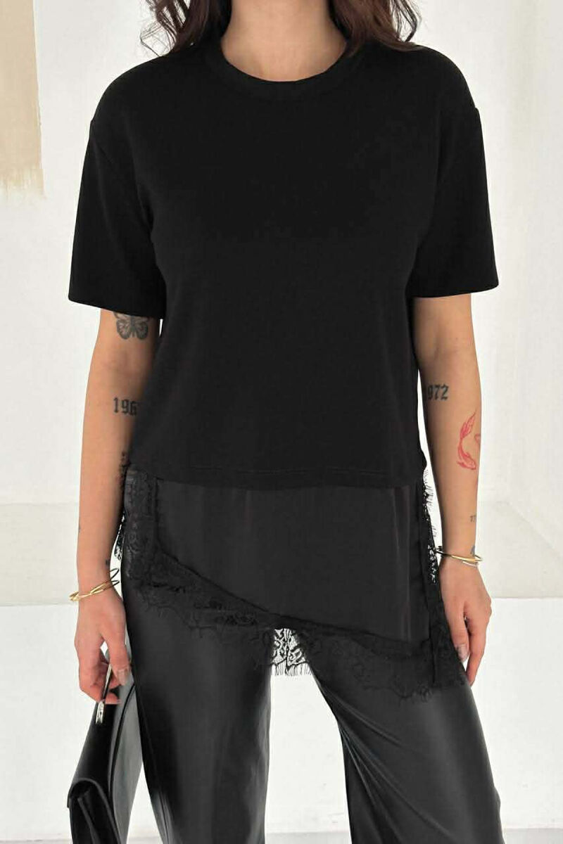 T-SHIRT ME DETAJ SATENI PER FEMRA NE NGJYRE TE ZEZE - 2