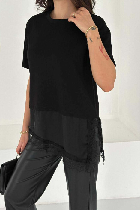 T-SHIRT ME DETAJ SATENI PER FEMRA NE NGJYRE TE ZEZE - 3