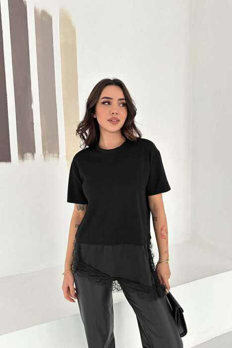 T-SHIRT ME DETAJ SATENI PER FEMRA NE NGJYRE TE ZEZE - 4