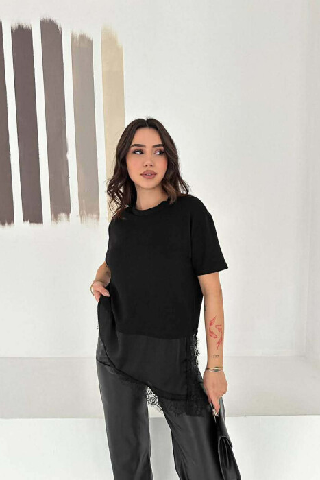 T-SHIRT ME DETAJ SATENI PER FEMRA NE NGJYRE TE ZEZE - 6