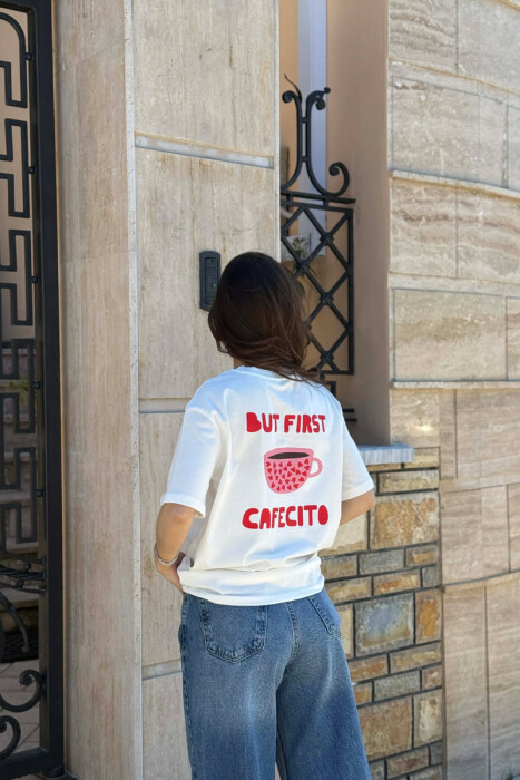 T-SHIRT ME IMAZH PARA & PAS PER FEMRA NE NGJYRE TE BARDHE - 4