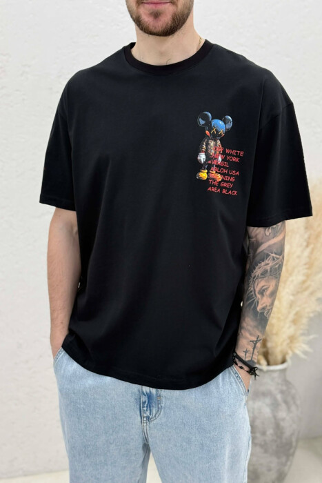 T-SHIRT ME IMAZH PËR MESHKUJ NË NGJYRËN E ZEZE - 3