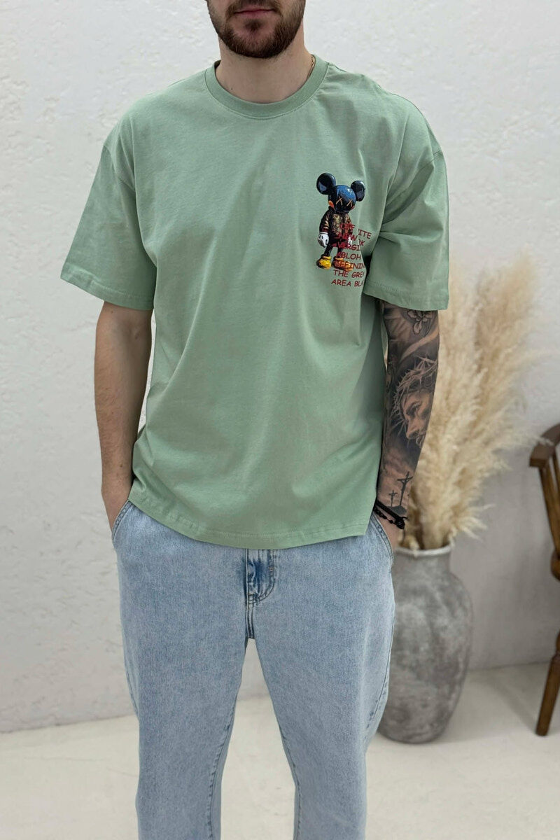 T-SHIRT ME IMAZH PËR MESHKUJ NË NGJYRËN MENTE - 3