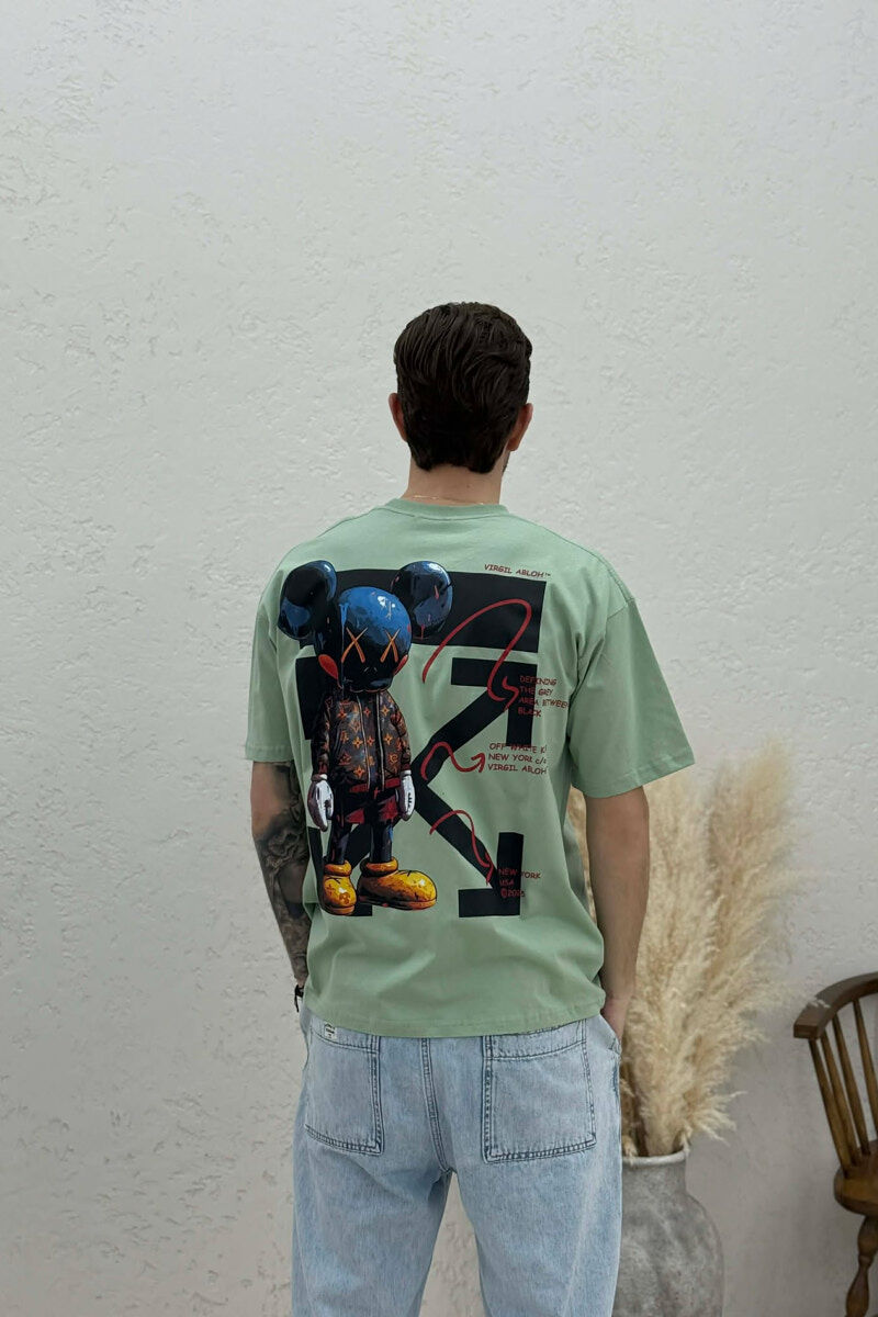 T-SHIRT ME IMAZH PËR MESHKUJ NË NGJYRËN MENTE - 4