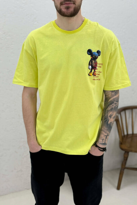 T-SHIRT ME IMAZH PËR MESHKUJ NË NGJYRËN NEON - 3