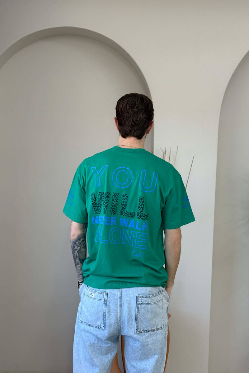 T-SHIRT ME SHKRIM PARA & PAS PER MESHKUJ NE NGJYRE JESHILE - 4