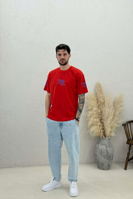 T-SHIRT ME SHKRIM PARA & PAS PER MESHKUJ NE NGJYRE PORTOKALLI TE ERRET - 2