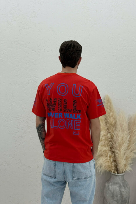 T-SHIRT ME SHKRIM PARA & PAS PER MESHKUJ NE NGJYRE PORTOKALLI TE ERRET - 4