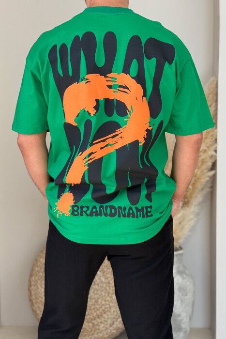 T-SHIRT ME SHKRIME DHE DIZAJN PËR MESHKUJ NË NGJYRËN JESHILE - 3