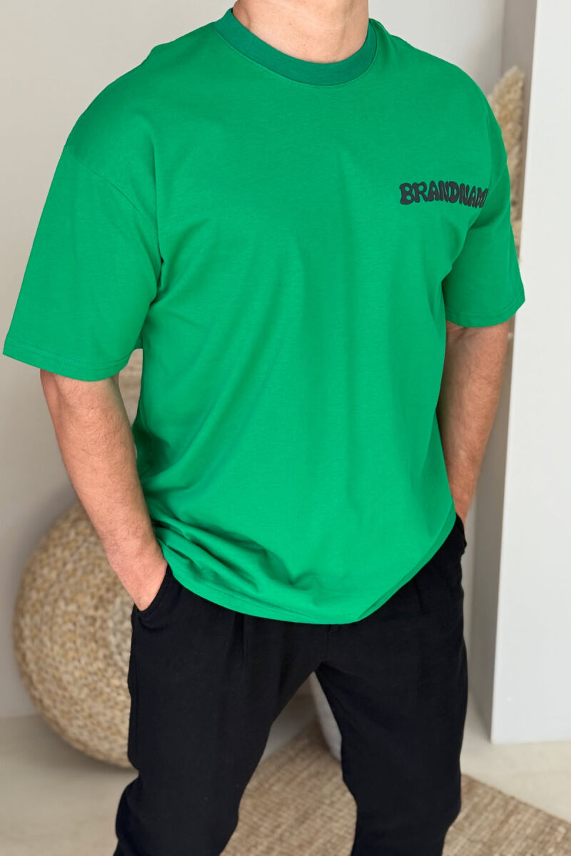 T-SHIRT ME SHKRIME DHE DIZAJN PËR MESHKUJ NË NGJYRËN JESHILE - 2