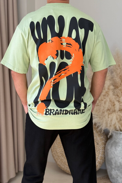 T-SHIRT ME SHKRIME DHE DIZAJN PËR MESHKUJ NË NGJYRËN MENTE - 3