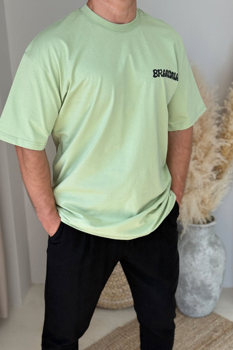 T-SHIRT ME SHKRIME DHE DIZAJN PËR MESHKUJ NË NGJYRËN MENTE - 2