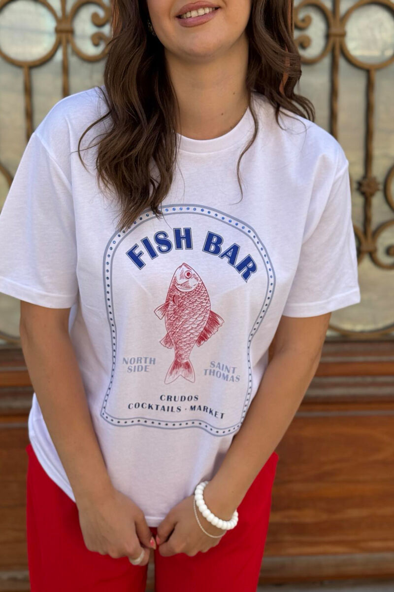 T-SHIRT ME SHKRIME DHE IMAZH PËR FEMRA NË NGJYRËN E BARDHË - 8