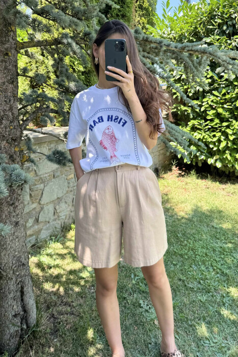 T-SHIRT ME SHKRIME DHE IMAZH PËR FEMRA NË NGJYRËN E BARDHË - KLAUDIO FASHION