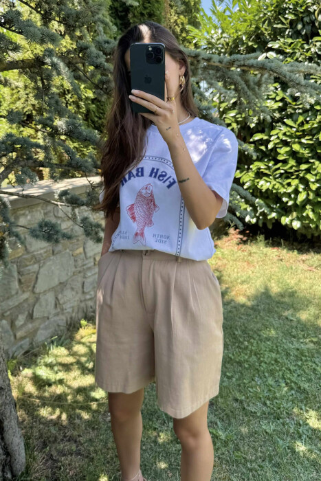 T-SHIRT ME SHKRIME DHE IMAZH PËR FEMRA NË NGJYRËN E BARDHË - 2