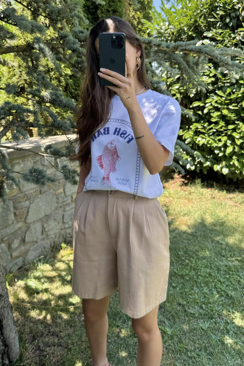 T-SHIRT ME SHKRIME DHE IMAZH PËR FEMRA NË NGJYRËN E BARDHË - 2