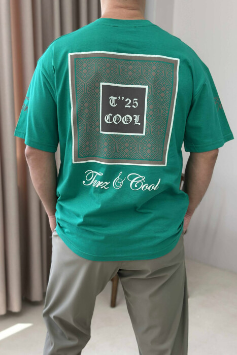 T-SHIRT I THJESHTË ME SHKRIME PËR MESHKUJ NË NGJYRËN JESHILE - 4