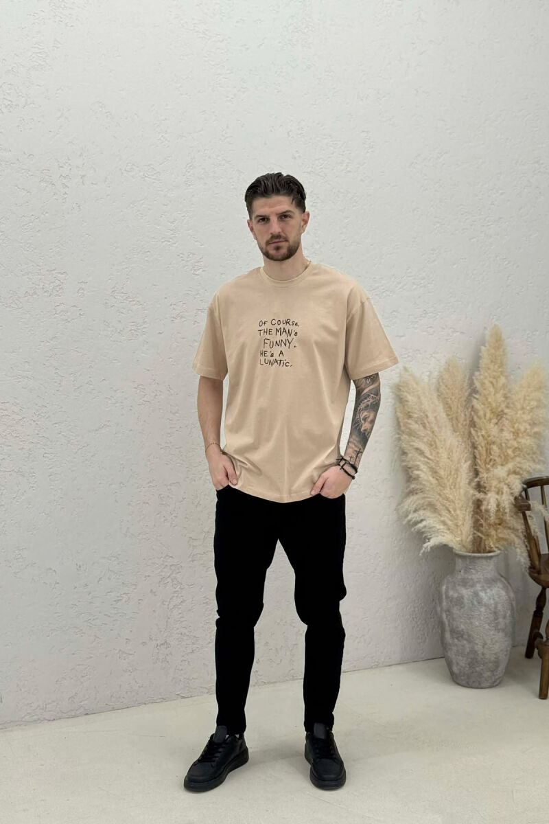 T-SHIRT ME SHKRIME & IMAZH PER MESHKUJ NE NGJYRE BEZHE - 2