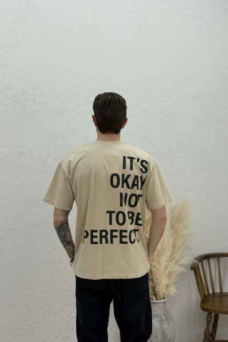 T-SHIRT ME SHKRIME PARA & PAS PER MESHKUJ NE NGJYRE BEZHE - 4