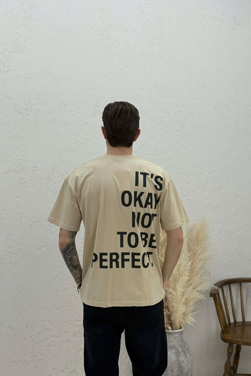 T-SHIRT ME SHKRIME PARA & PAS PER MESHKUJ NE NGJYRE BEZHE - 4