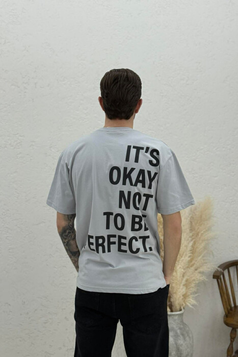 T-SHIRT ME SHKRIME PARA & PAS PER MESHKUJ NE NGJYRE GRI - 4