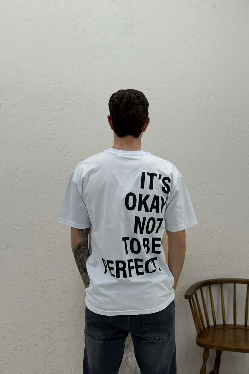 T-SHIRT ME SHKRIME PARA & PAS PER MESHKUJ NE NGJYRE TE BARDHE - 4