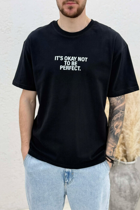 T-SHIRT ME SHKRIME PARA & PAS PER MESHKUJ NE NGJYRE TE ZEZE - 3