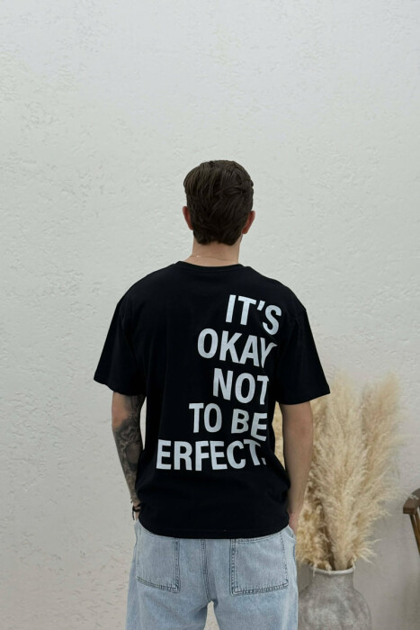 T-SHIRT ME SHKRIME PARA & PAS PER MESHKUJ NE NGJYRE TE ZEZE - 4