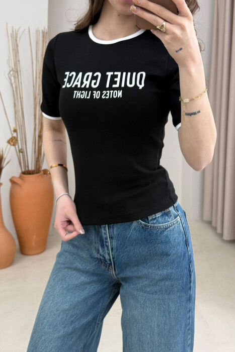 T-SHIRT ME SHKRIME PER FEMRA NE NGJYRE TE ZEZE - 3