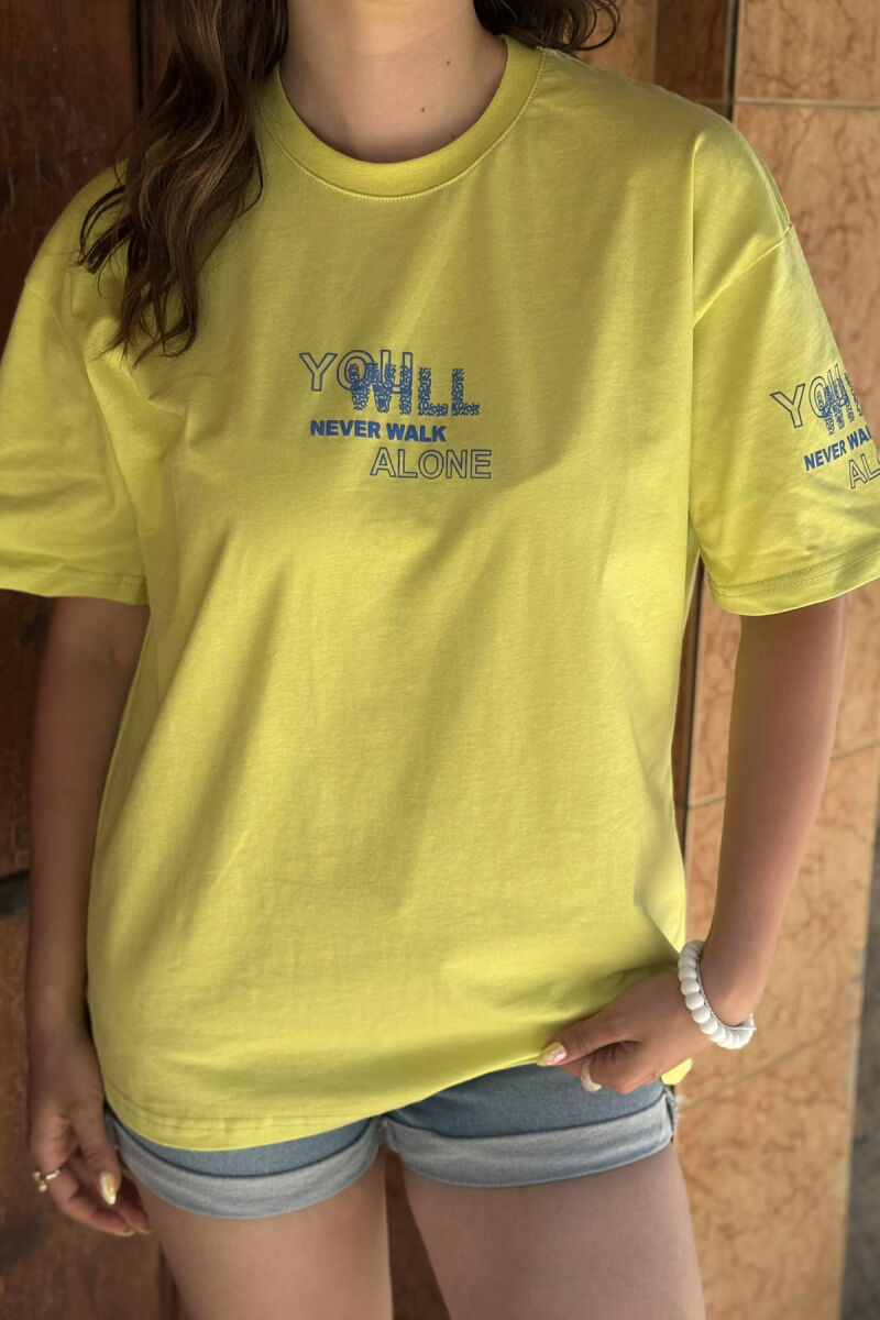 T-SHIRT ME SHKRIME PËR FEMRA NË NGJYRËN NEON - 3