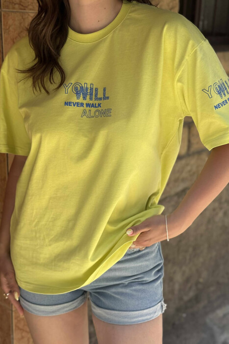 T-SHIRT ME SHKRIME PËR FEMRA NË NGJYRËN NEON - 4