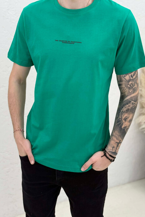 T-SHIRT ME SHKRIME TE VOGLA PER MESHKUJ NE NGJYRE JESHILE - 3