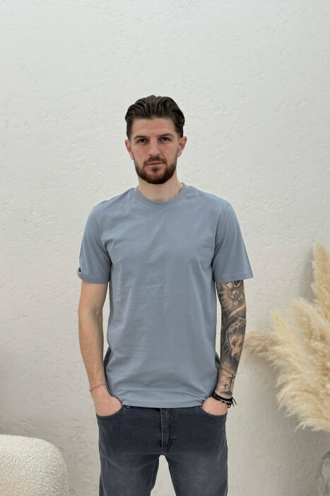 T-SHIRT NJË NGJYRËSH I THJESHTË PËR MESHKUJ NË NGJYRËN GRI - KLAUDIO FASHION