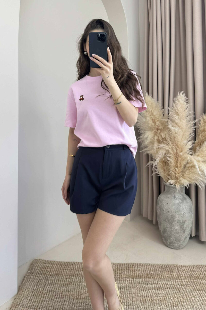 T-SHIRT NJË NGJYRËSH ME IMAZHIN E ARUSHIT PËR FEMRA NË NGJYRËN ROZË - 2