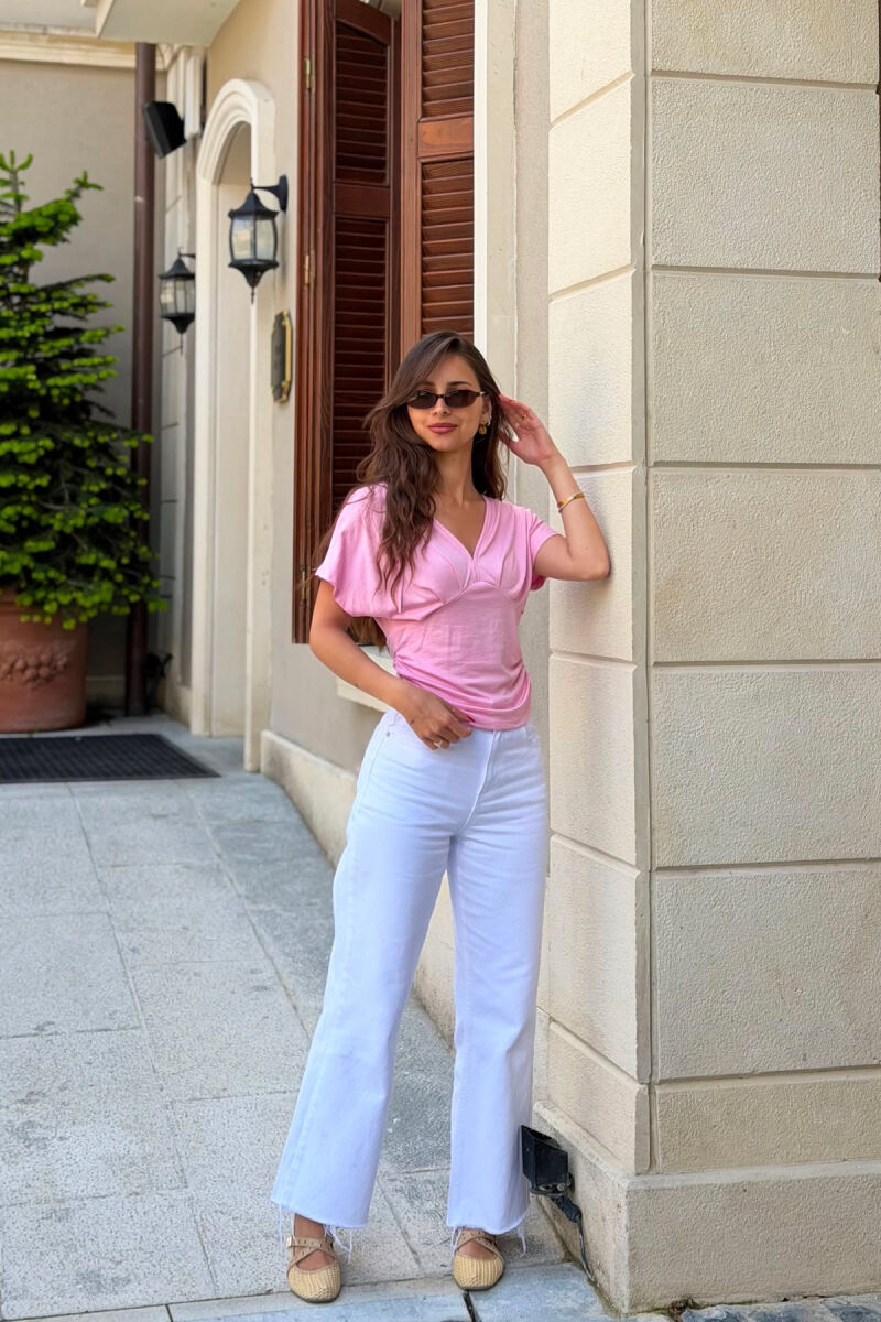 T-SHIRT NJE NGJYRESH ME JAKE V PER FEMRA NE NGJYRE ROZE - 6