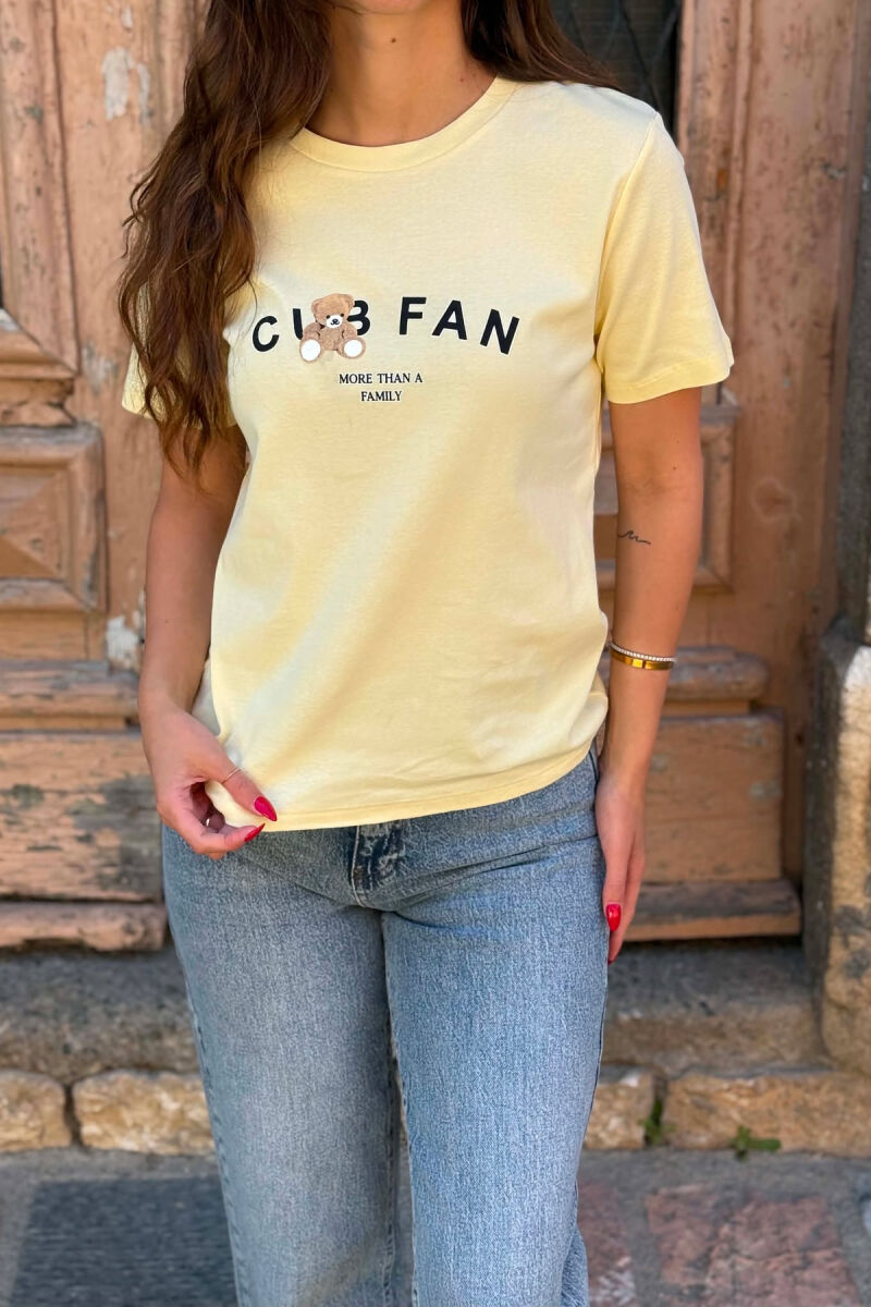 T-SHIRT NJE NGJYRESH ME LOGO DHE SHKRIME PER FEMRA NE NGJYRE LIMON - 5