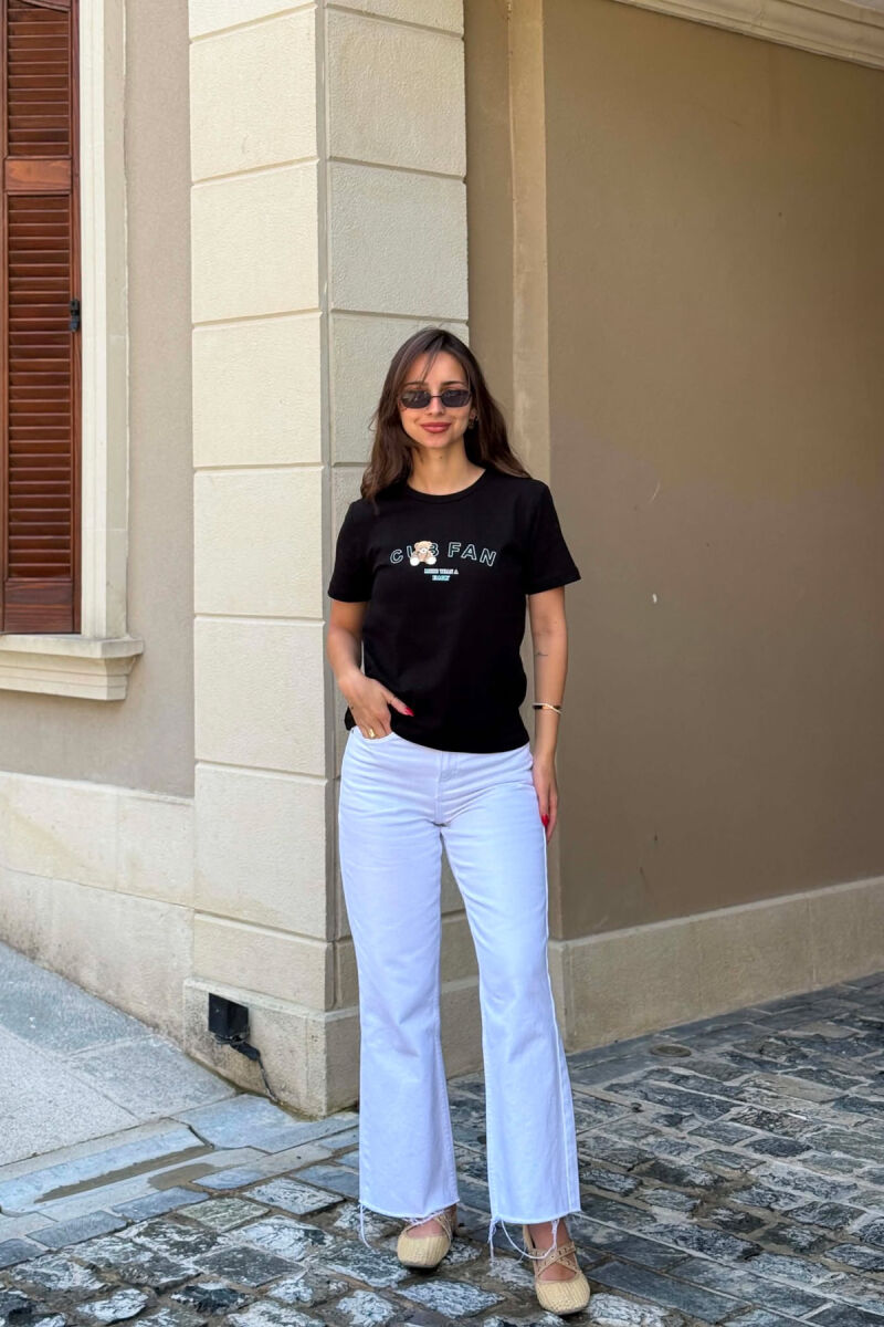 T-SHIRT NJE NGJYRESH ME LOGO DHE SHKRIME PER FEMRA NE NGJYRE TE ZEZE - 2