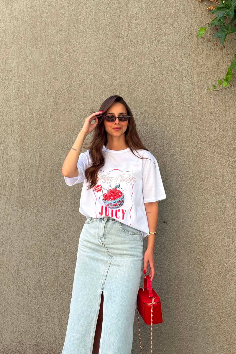 T-SHIRT NJE NGJYRESH ME IMAZH NE PJESEN PARA PER FEMRA NE NGJYRE TE BARDHE - 3