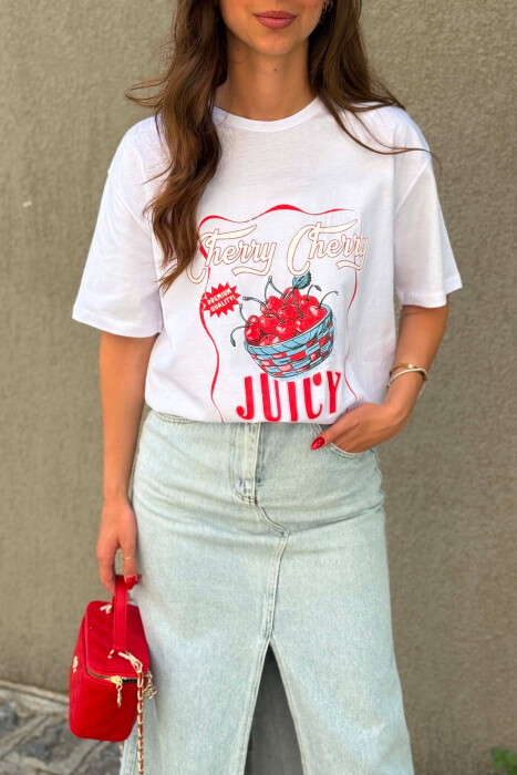 T-SHIRT NJE NGJYRESH ME IMAZH NE PJESEN PARA PER FEMRA NE NGJYRE TE BARDHE - 4