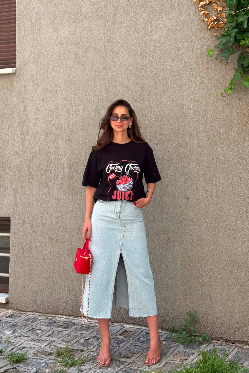 T-SHIRT NJE NGJYRESH ME IMAZH NE PJESEN PARA PER FEMRA NE NGJYRE TE ZEZE - 3
